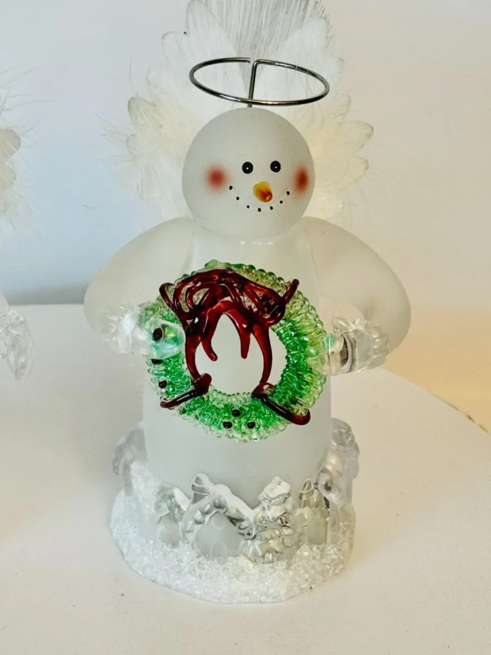 2 JC Penney Home Collection Color Changing Fiber Optic Acrylic Snowman Angel Hol